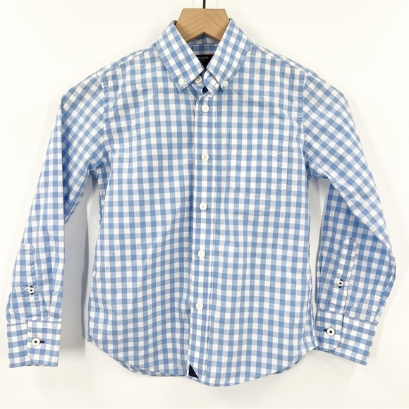 UNTUCKit Boys Gingham Blue White Button Down - Picture 1 of 8